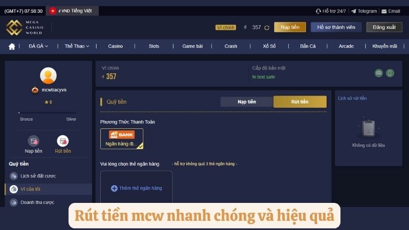 Rút tiền mcw nhanh chóng và hiệu quả